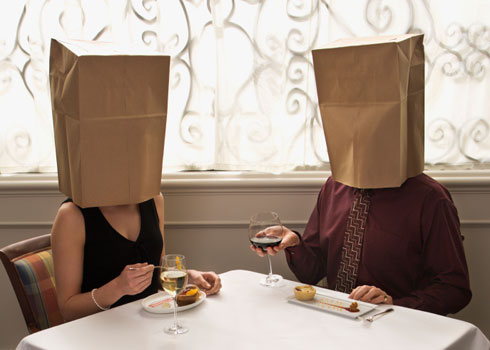 couple in brown bags